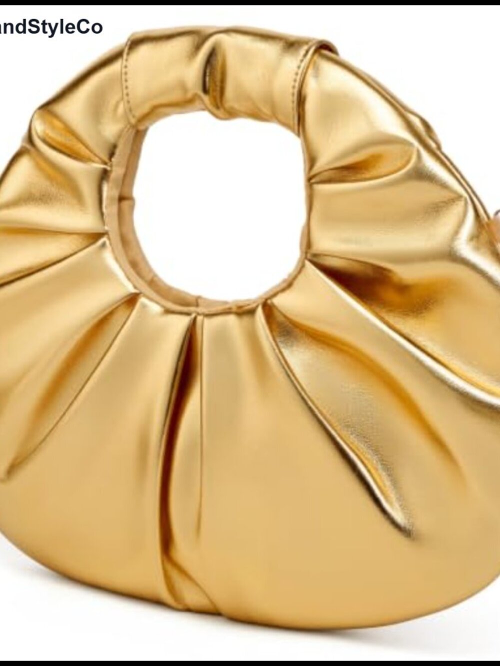Gurina Pleated PU Faux Leather Evening Clutch with Detachable Chain